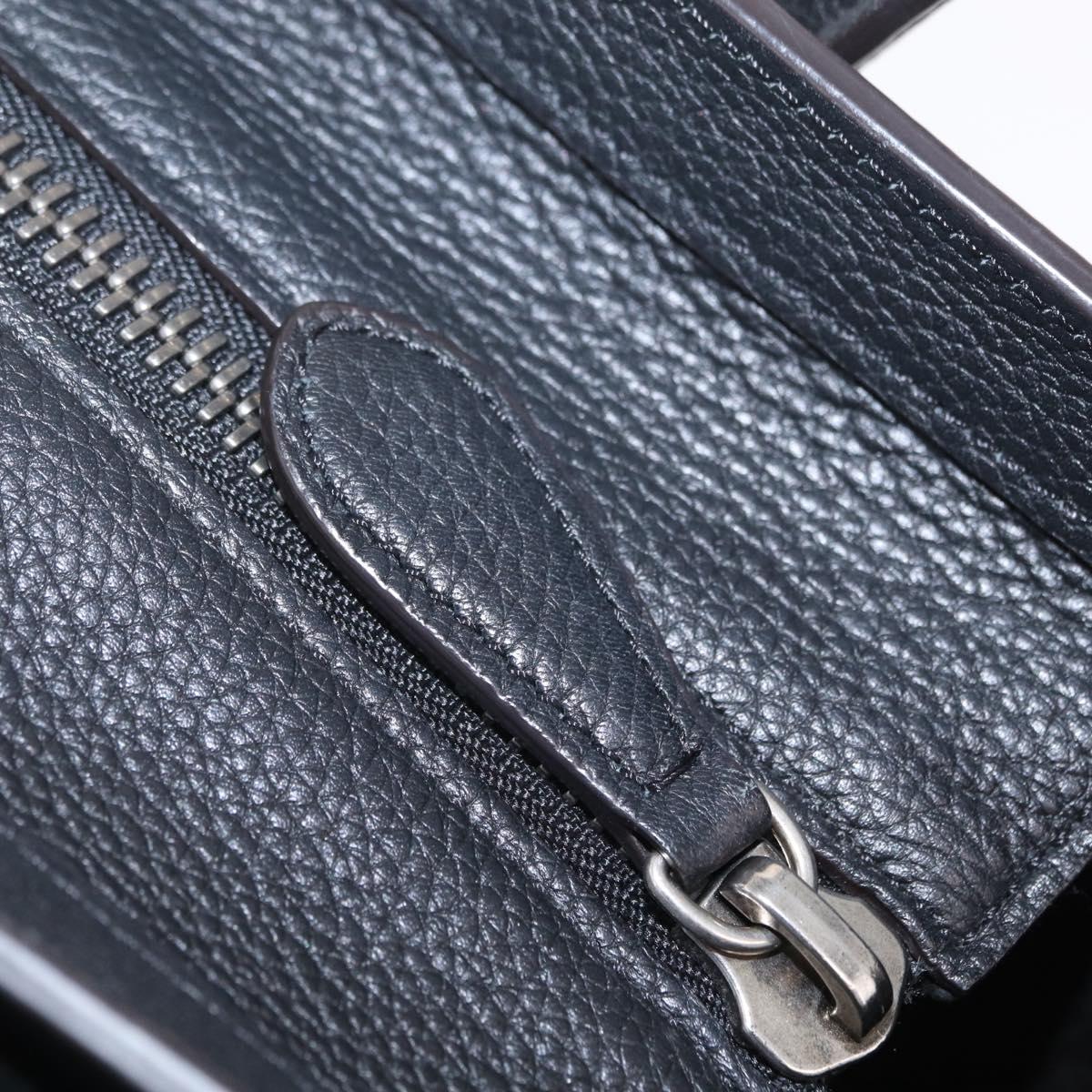 CELINE Luggage Micro Shopper Hand Bag Leather Black Gold Auth 209423M