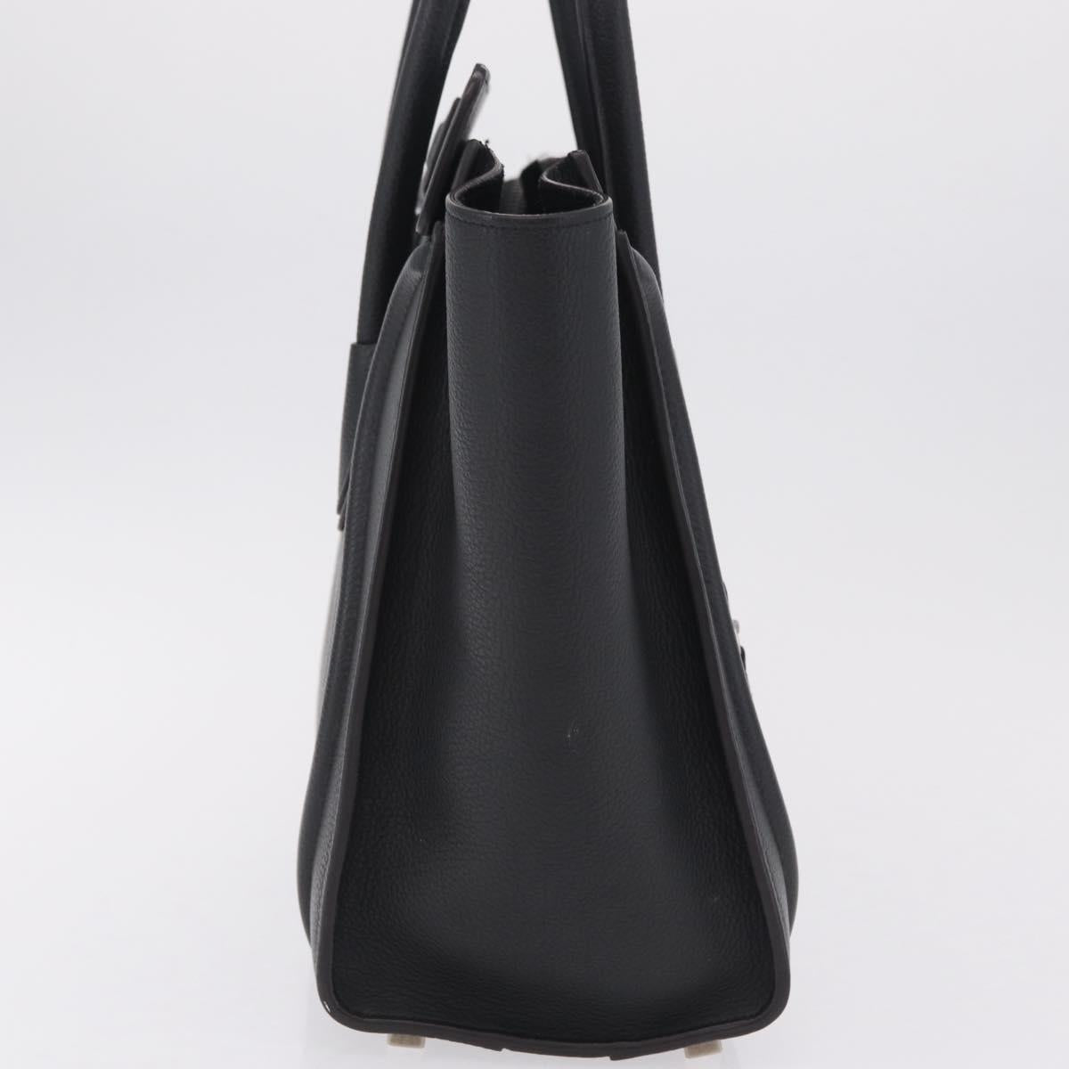 CELINE Luggage Micro Shopper Hand Bag Leather Black Gold Auth 209423M