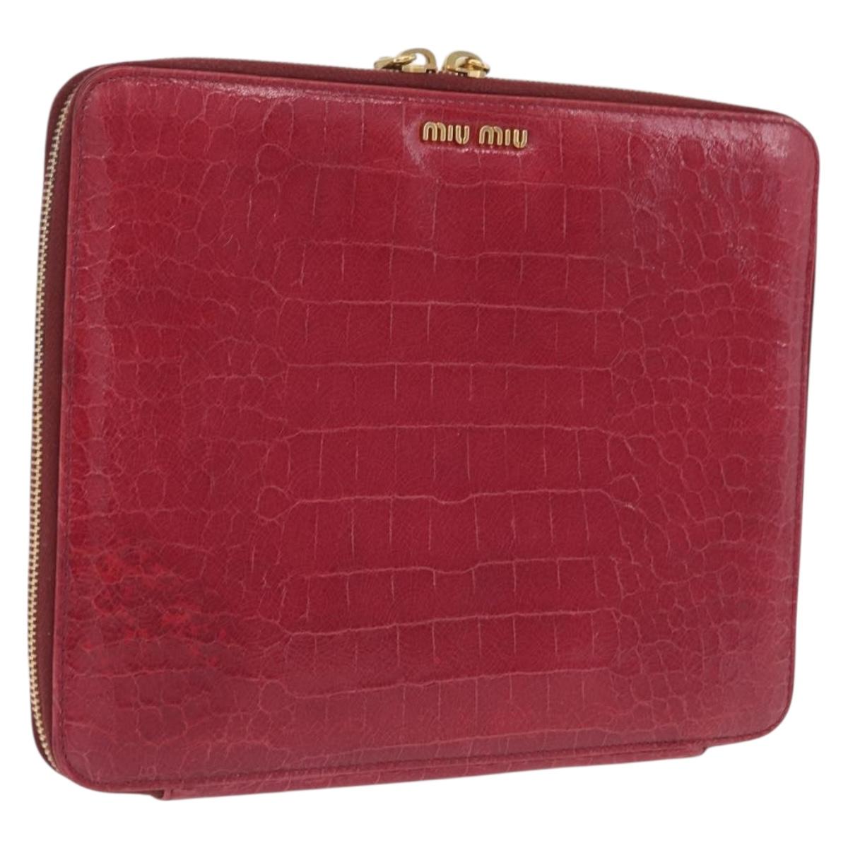 Miu Miu Clutch Bag Leather Pink Gold Auth 209426V