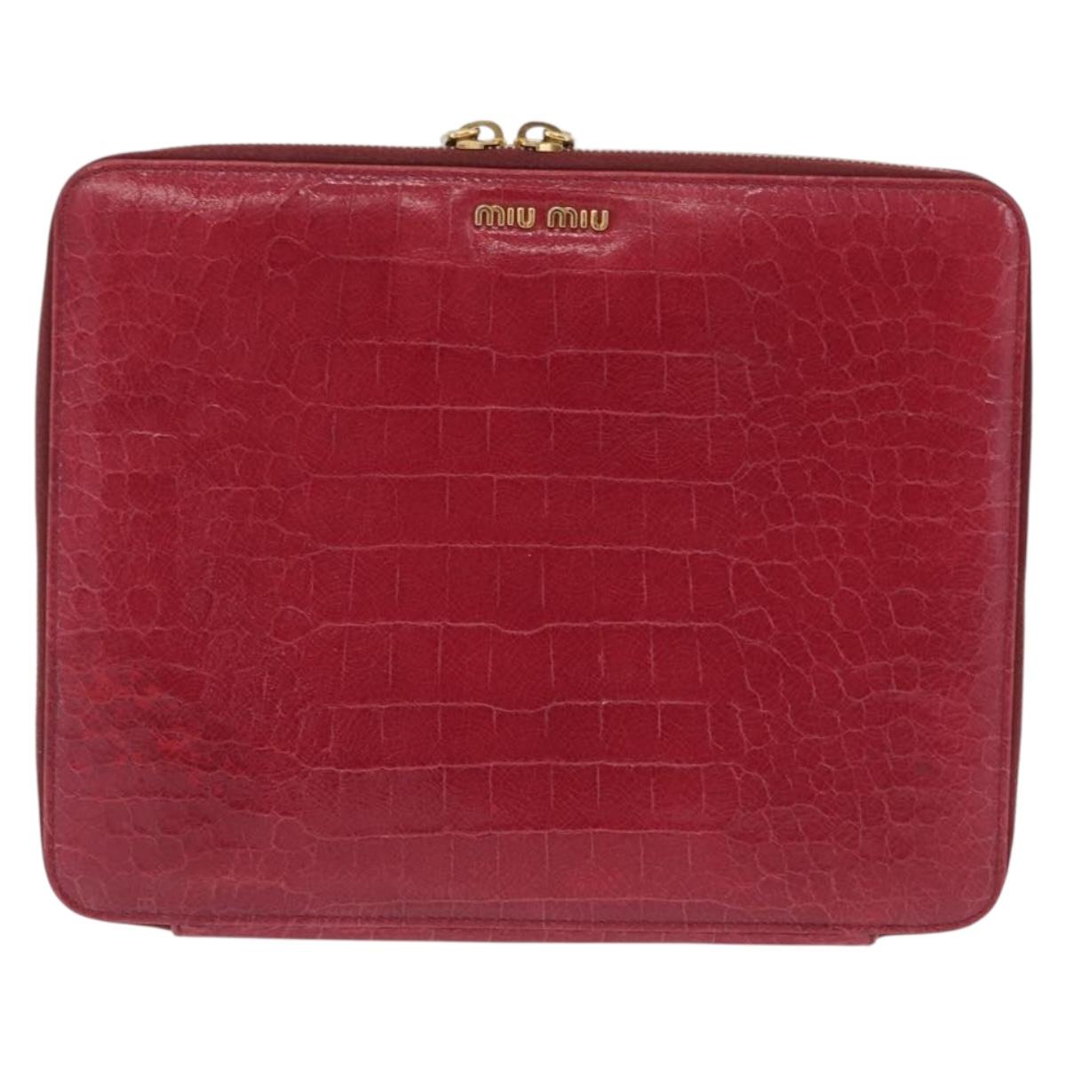 Miu Miu Clutch Bag Leather Pink Gold Auth 209426V