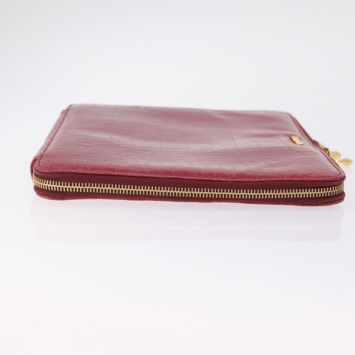 Miu Miu Clutch Bag Leather Pink Gold Auth 209426V