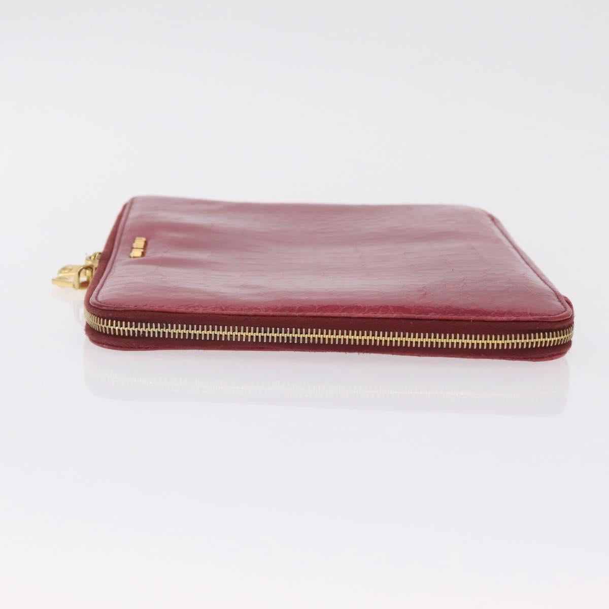 Miu Miu Clutch Bag Leather Pink Gold Auth 209426V