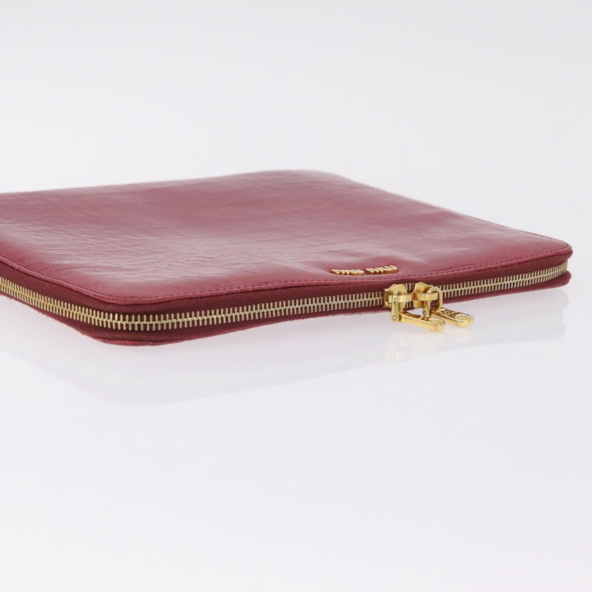 Miu Miu Clutch Bag Leather Pink Gold Auth 209426V