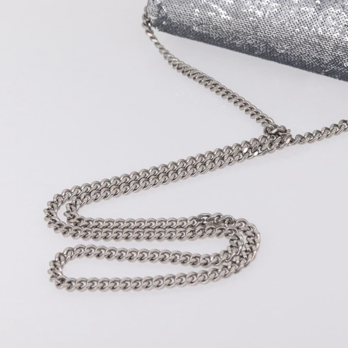 Balenciaga Hourglass Chain Bag Leather Sequins Silver 720349 Auth 209427M