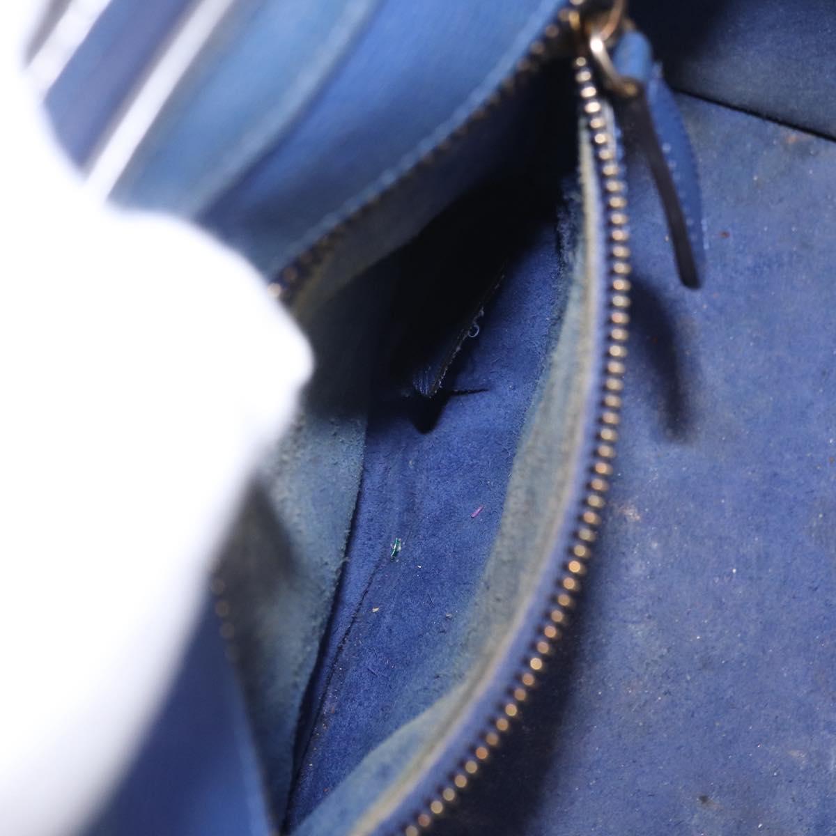 CELINE Luggage Micro Shopper Hand Bag Leather Blue Gold Auth 209428