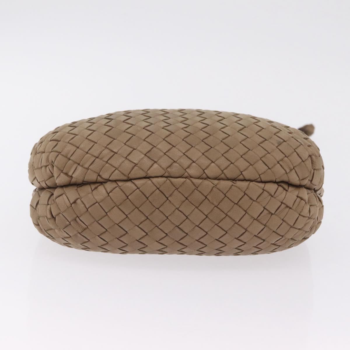 Bottega Veneta INTRECCIATO Shoulder Bag Leather Beige Gold Auth 209433A