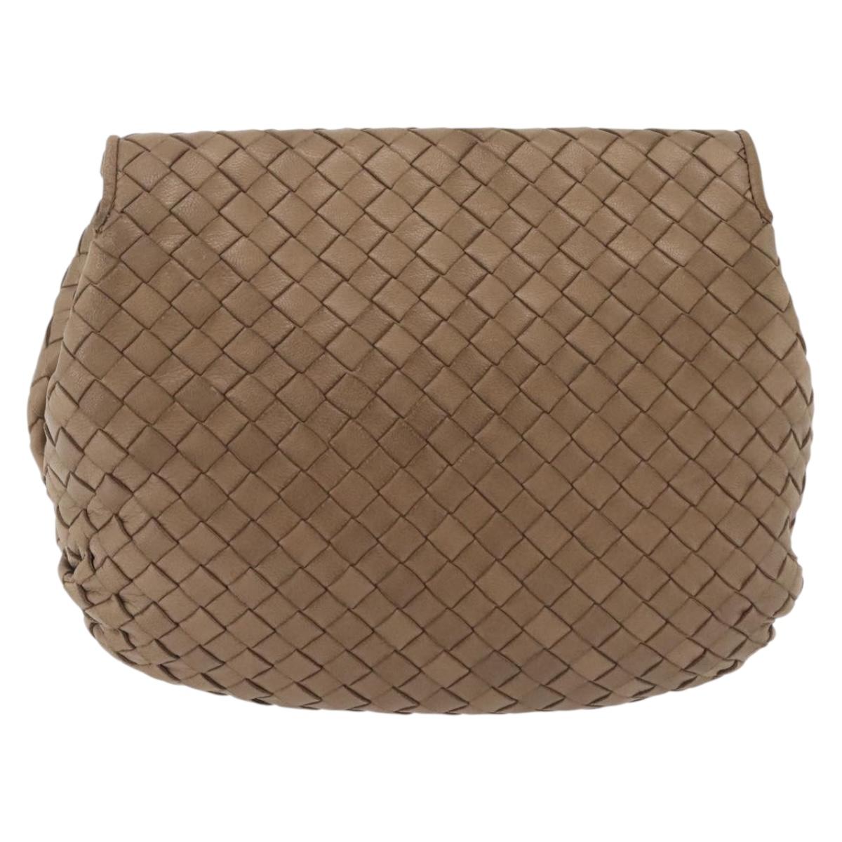 Bottega Veneta INTRECCIATO Shoulder Bag Leather Beige Gold Auth 209433A