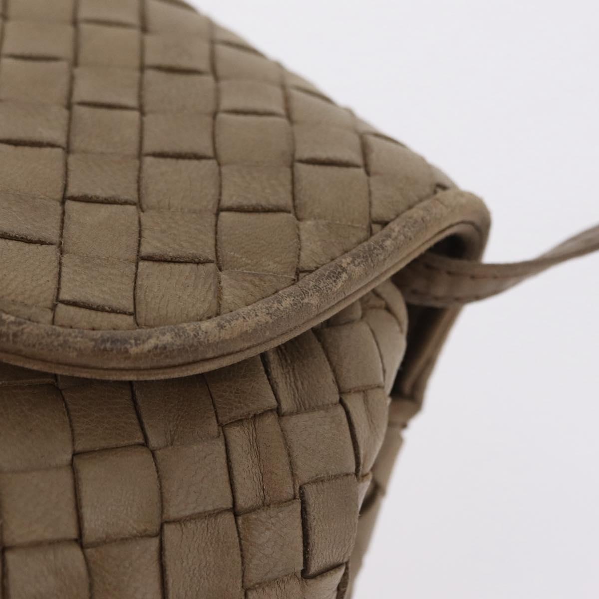 Bottega Veneta INTRECCIATO Shoulder Bag Leather Beige Gold Auth 209433A