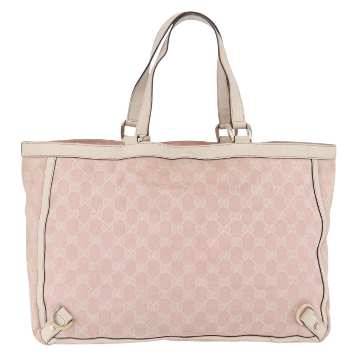 GUCCI GG Canvas Tote Bag Pink Gold 141472 Auth 209435