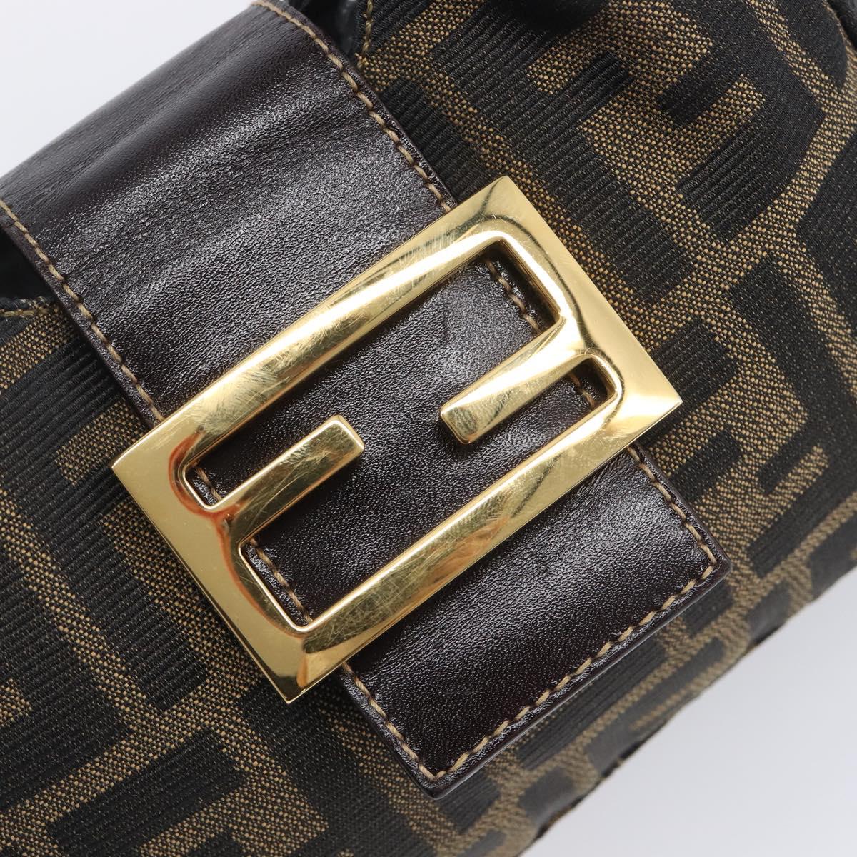 FENDI Zucca Canvas Mamma Baguette Hand Bag Black Brown Auth 209437V