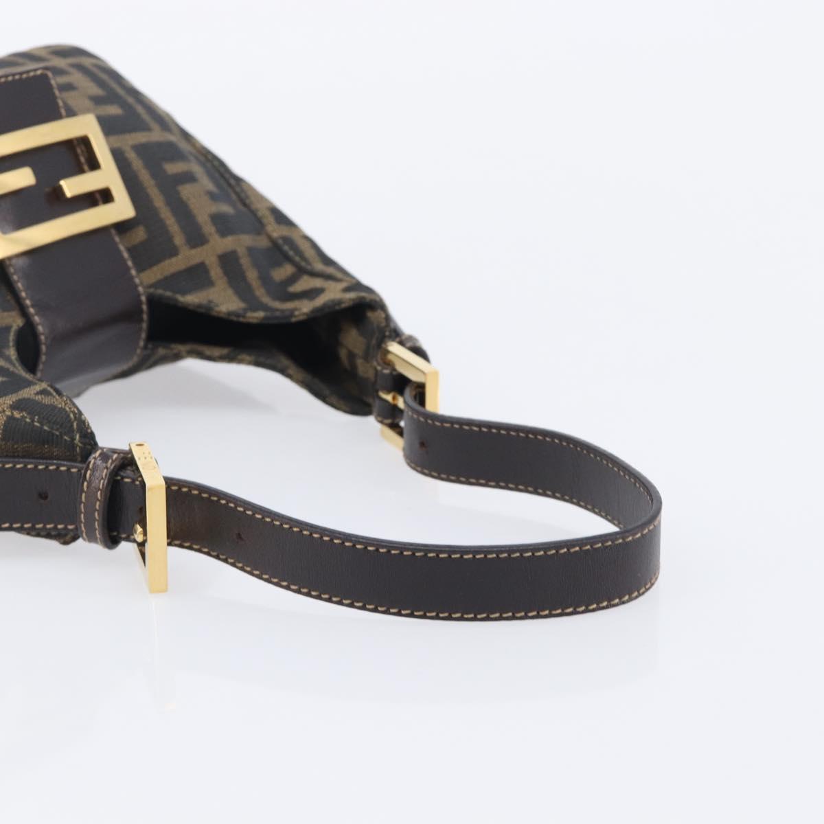 FENDI Zucca Canvas Mamma Baguette Hand Bag Black Brown Auth 209437V