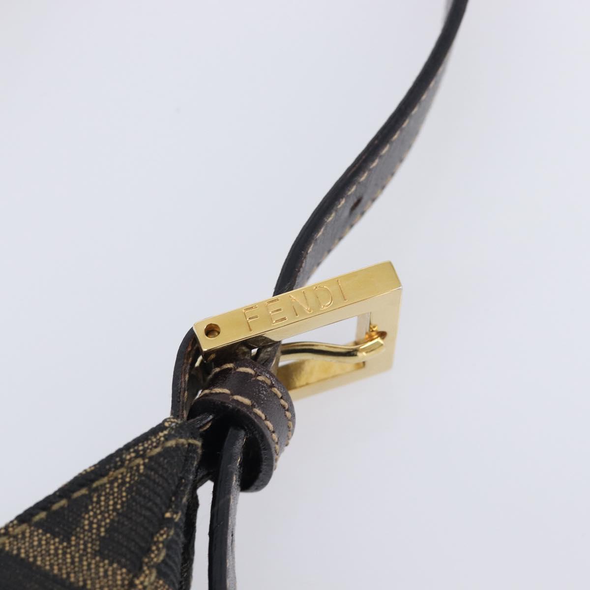 FENDI Zucca Canvas Mamma Baguette Hand Bag Black Brown Auth 209437V