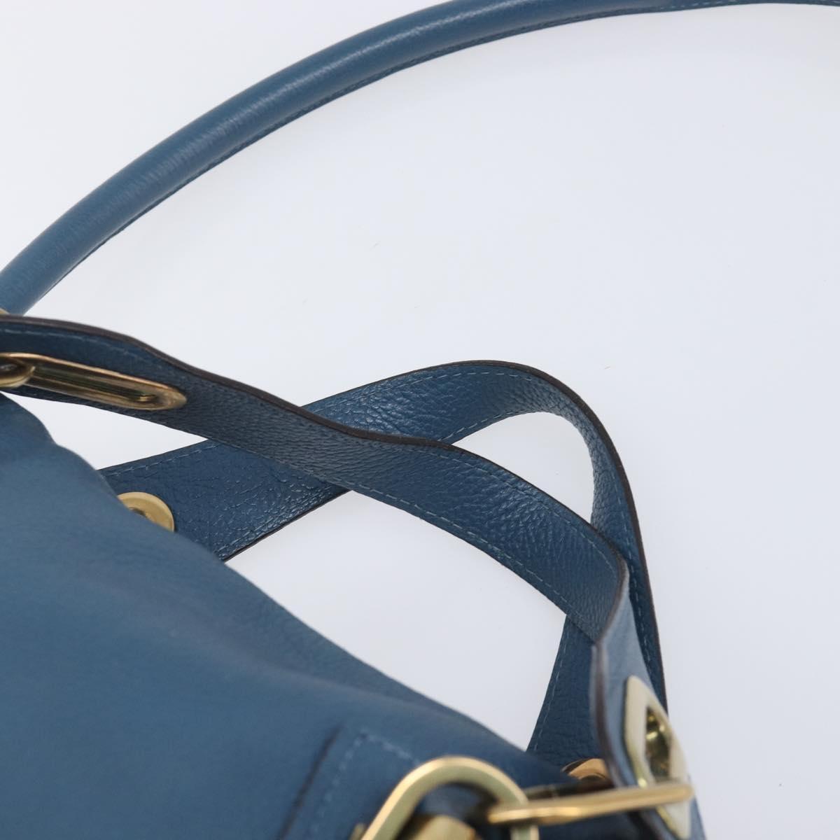 Chloe Paraty Hand Bag Leather 2way Blue Gold Auth 209438V