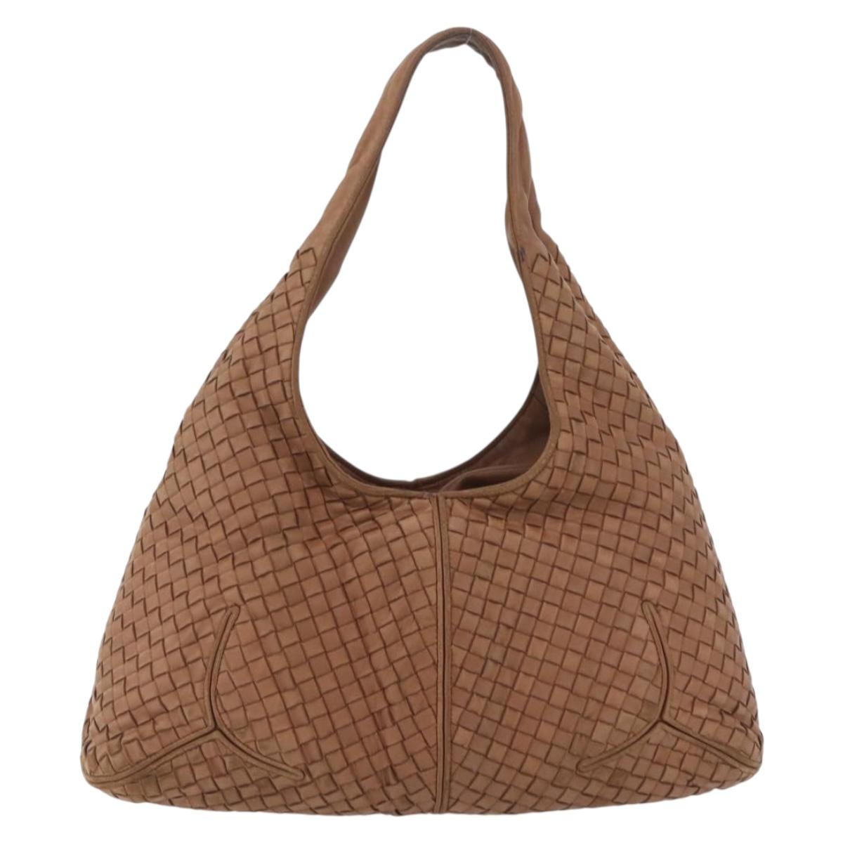 Bottega Veneta INTRECCIATO Shoulder Bag Leather Brown 145552 Auth 209447A