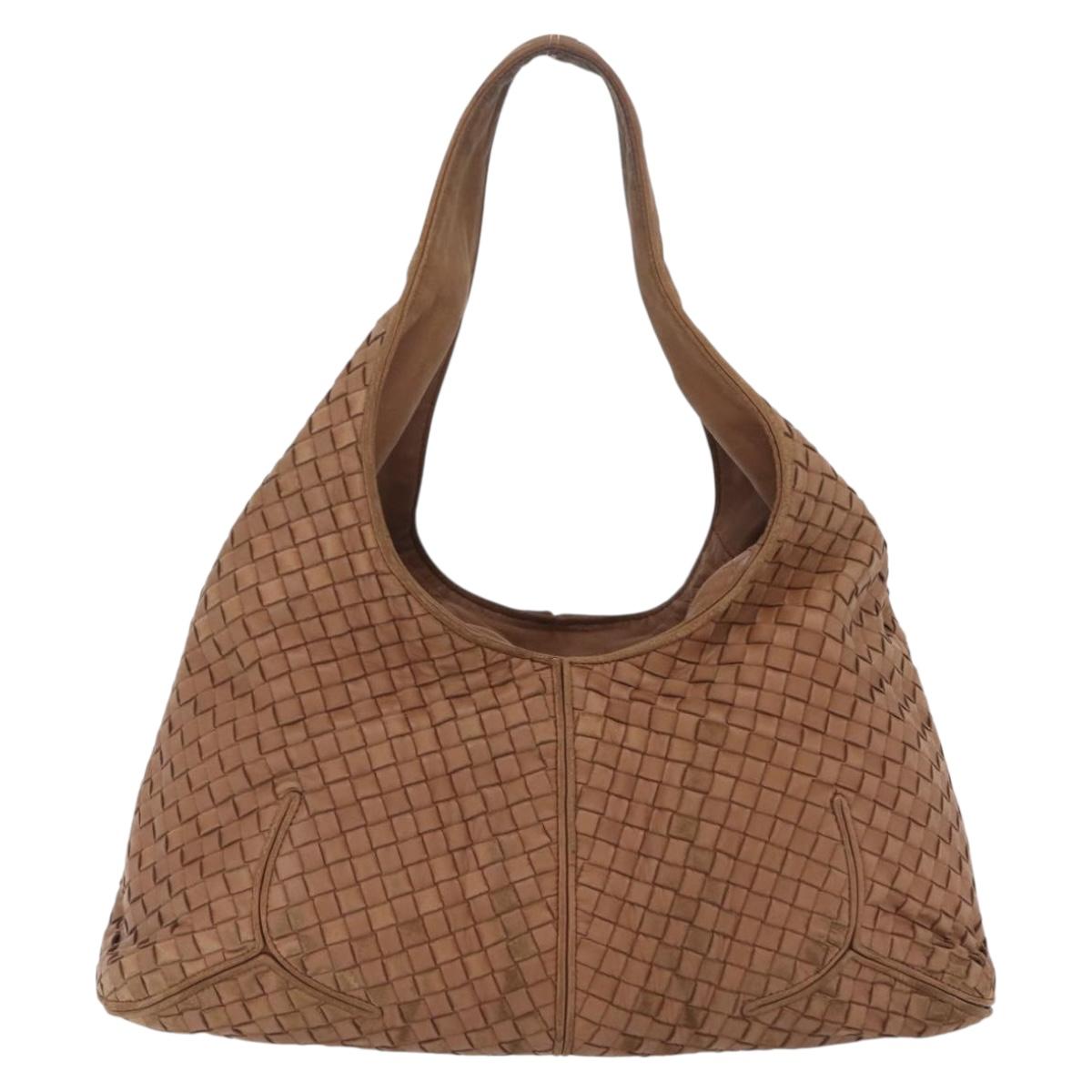 Bottega Veneta INTRECCIATO Shoulder Bag Leather Brown 145552 Auth 209447A