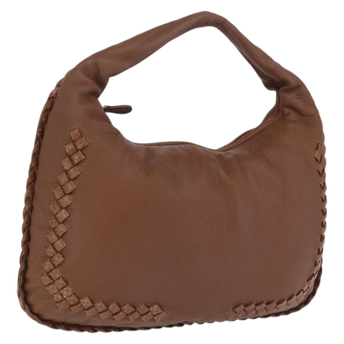 BOTTEGA VENETA Hand Bag Leather Brown Gold Auth 209448V