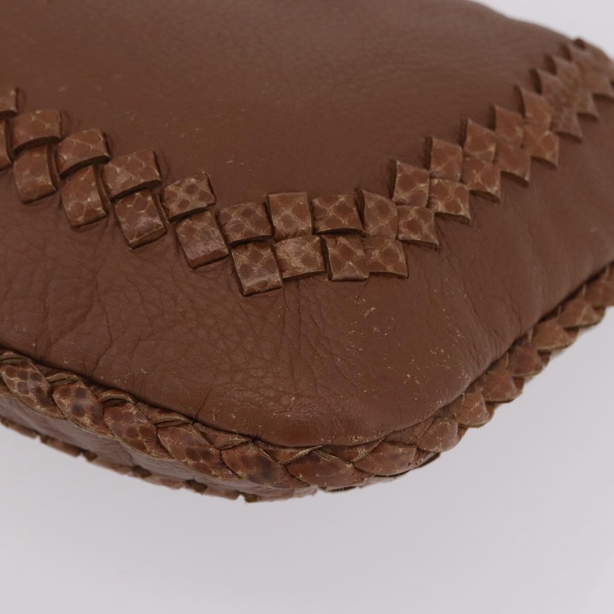 BOTTEGA VENETA Hand Bag Leather Brown Gold Auth 209448V