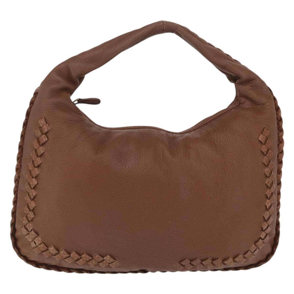 BOTTEGA VENETA Hand Bag Leather Brown Gold Auth 209448V