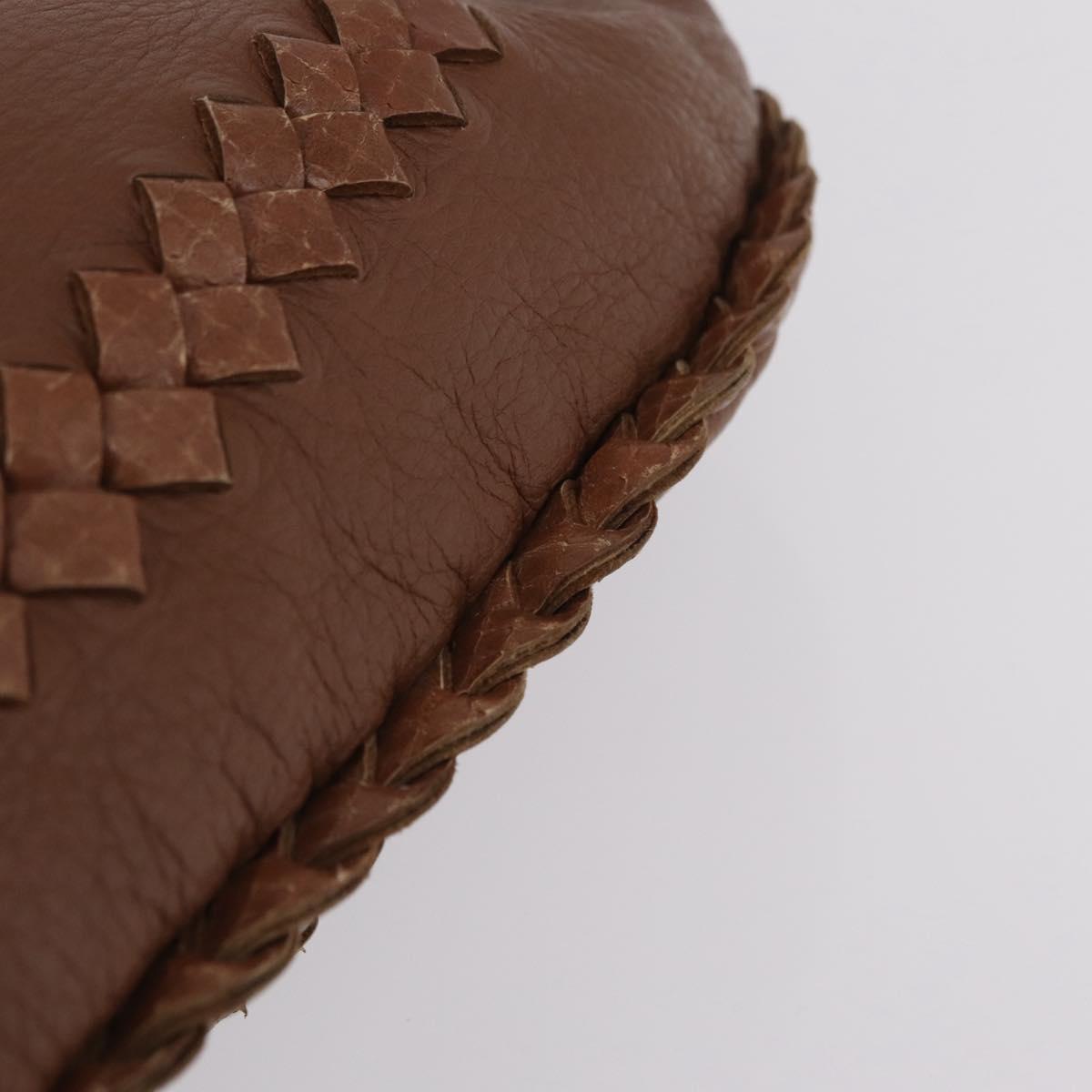 BOTTEGA VENETA Hand Bag Leather Brown Gold Auth 209448V
