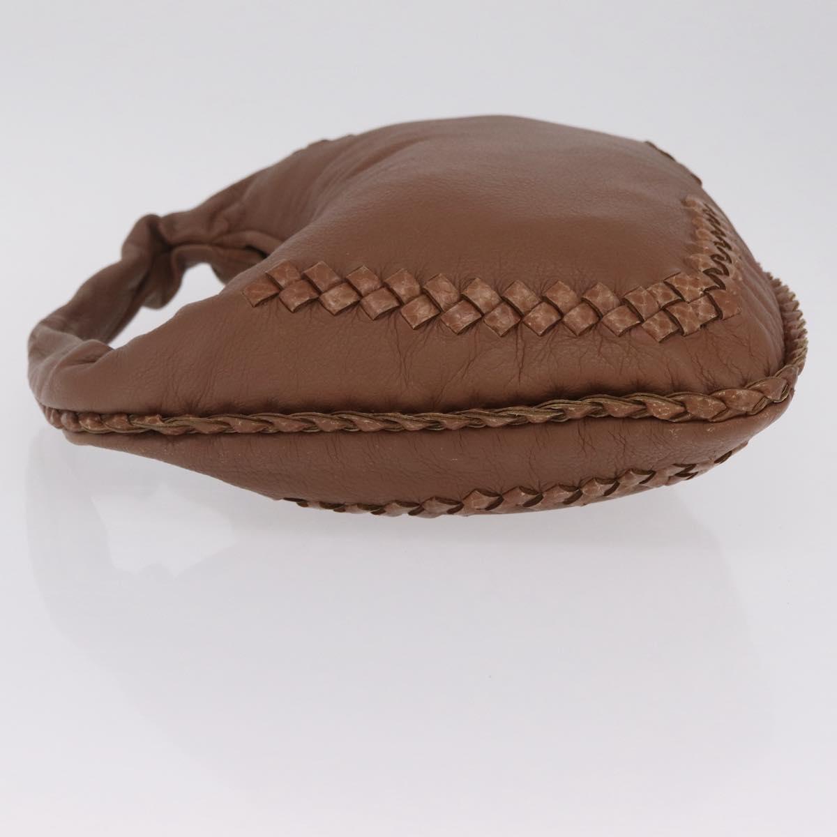 BOTTEGA VENETA Hand Bag Leather Brown Gold Auth 209448V