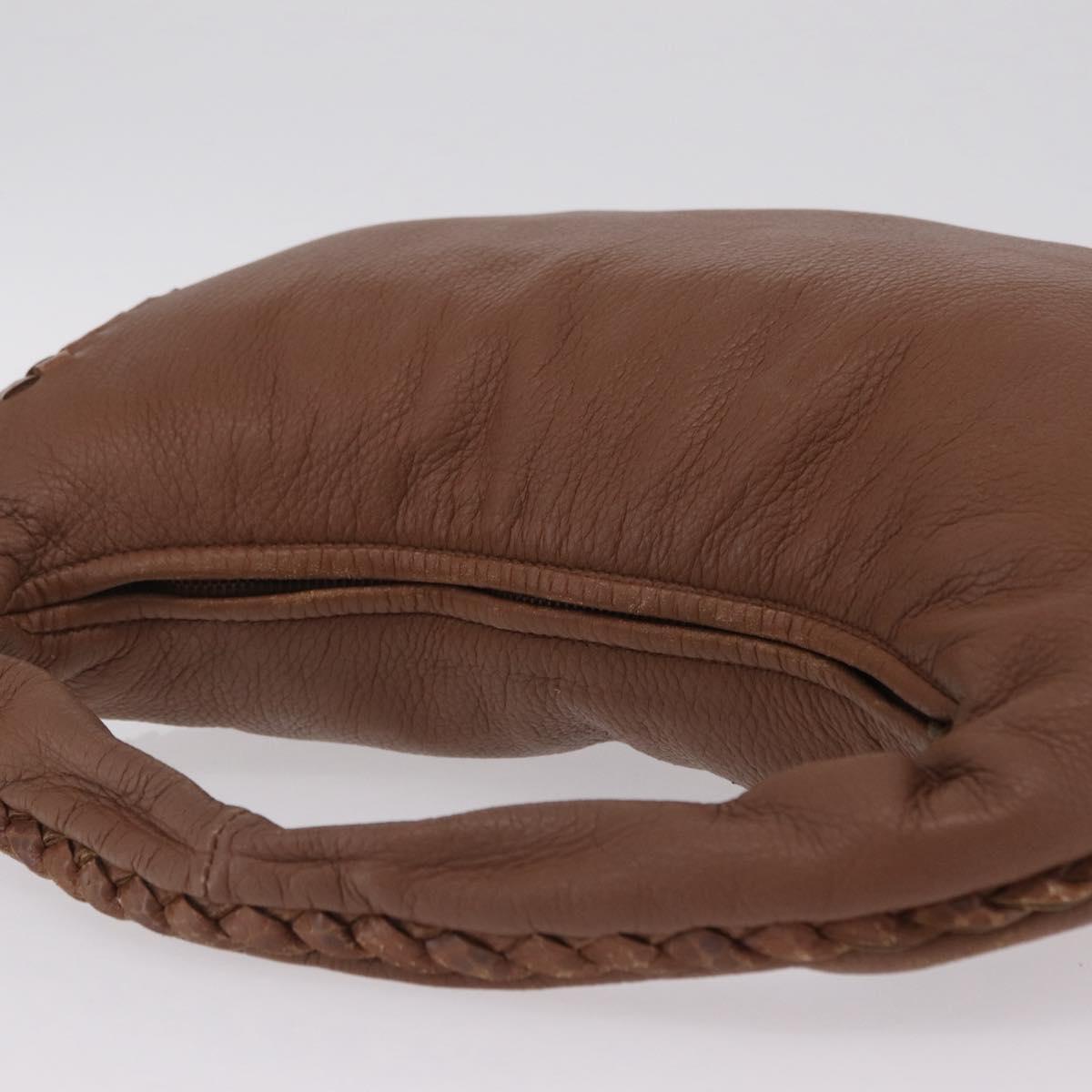 BOTTEGA VENETA Hand Bag Leather Brown Gold Auth 209448V