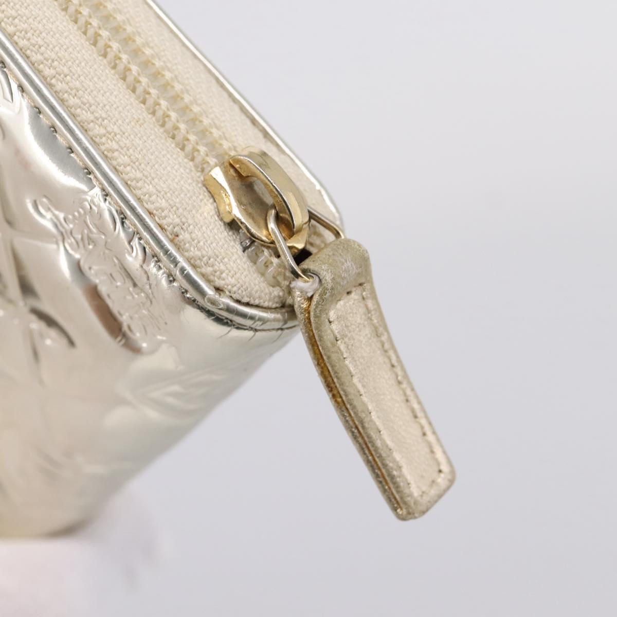 CHANEL Icon line Long Wallet Patent leather Gold CC Auth 209452V