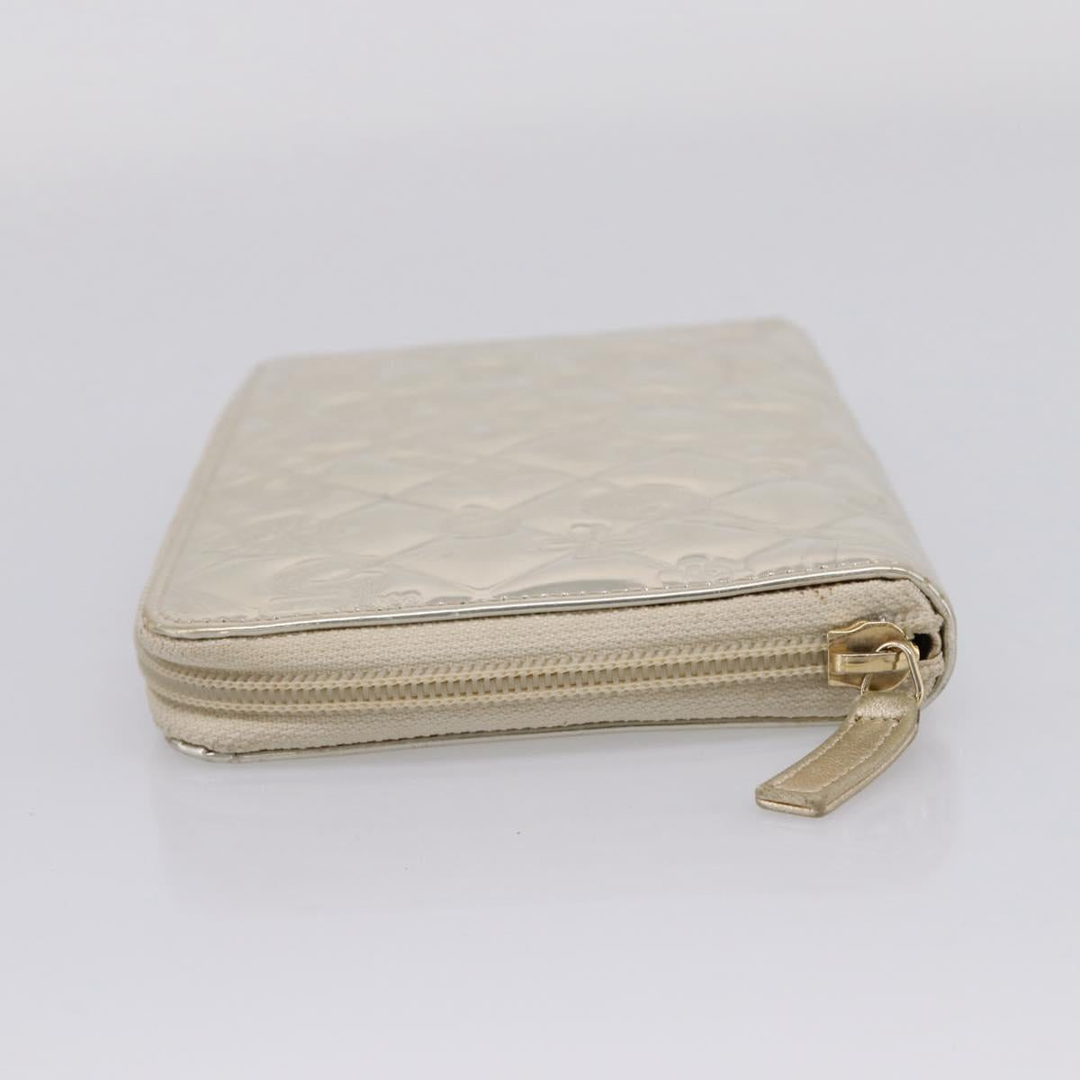 CHANEL Icon line Long Wallet Patent leather Gold CC Auth 209452V