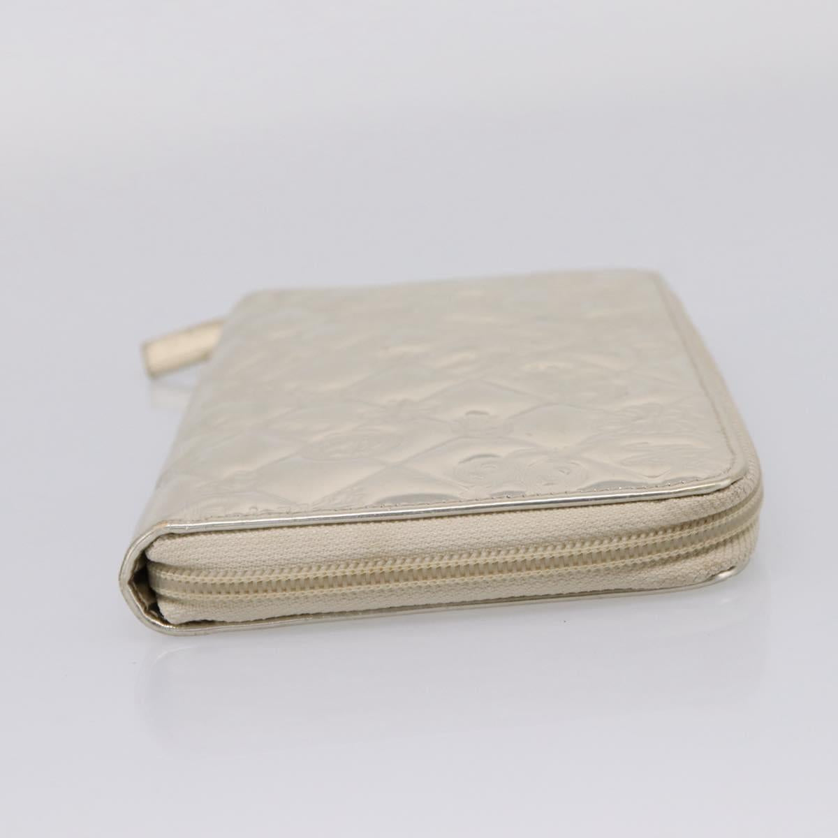 CHANEL Icon line Long Wallet Patent leather Gold CC Auth 209452V