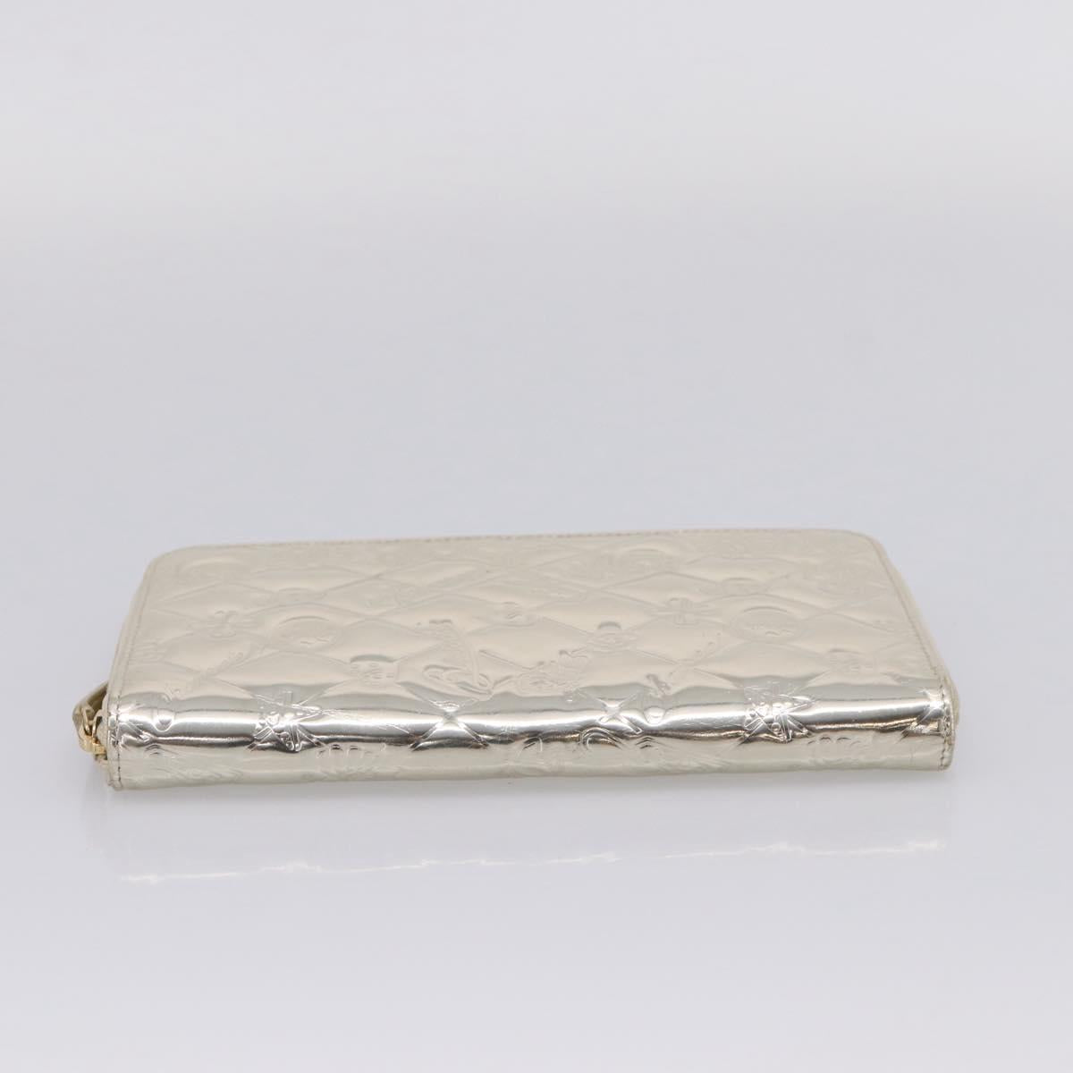 CHANEL Icon line Long Wallet Patent leather Gold CC Auth 209452V