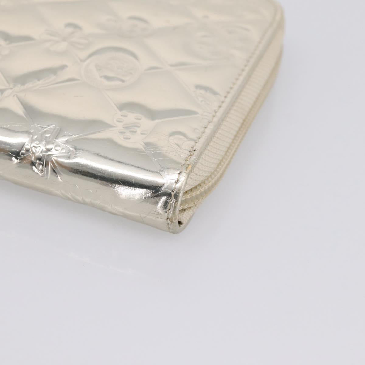 CHANEL Icon line Long Wallet Patent leather Gold CC Auth 209452V