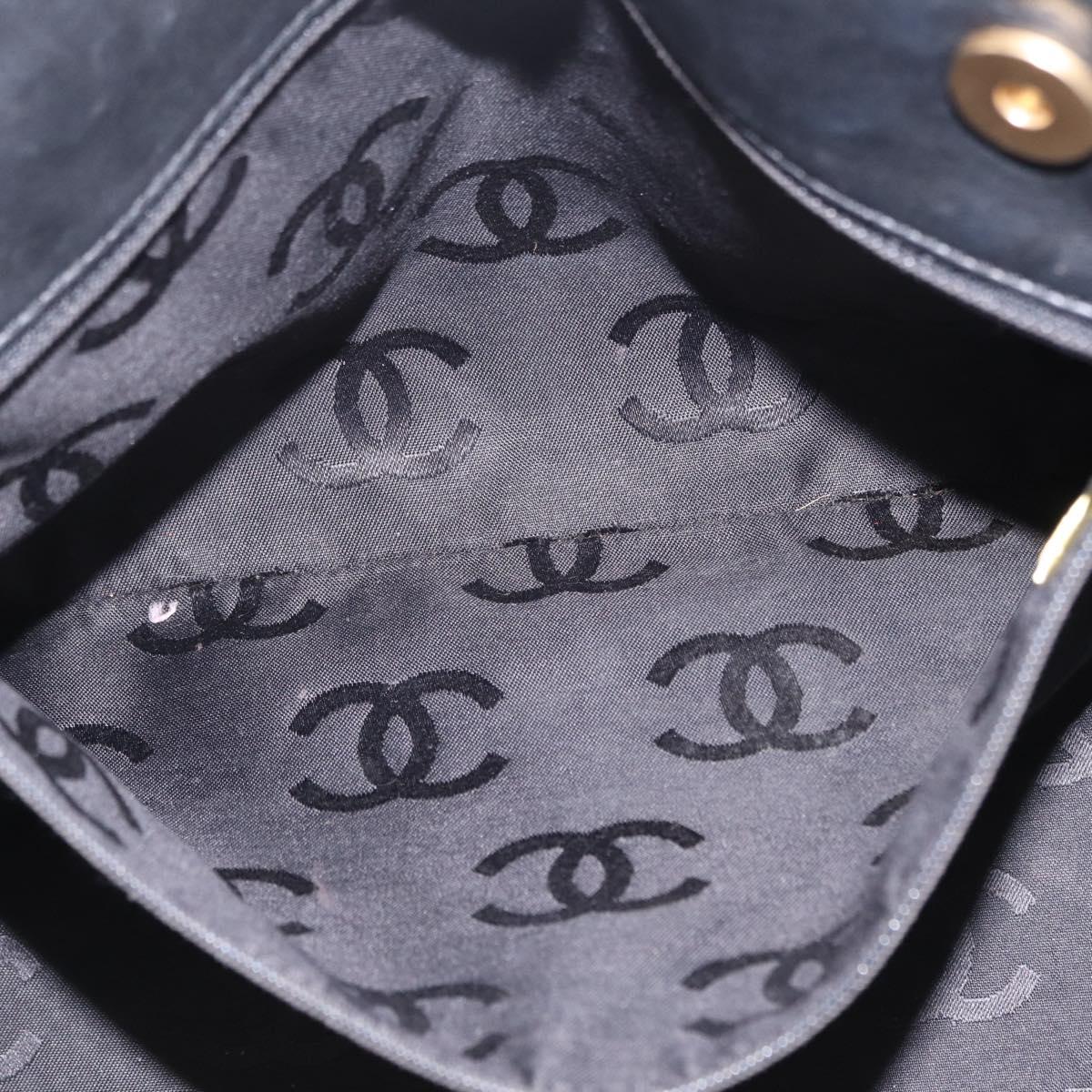 CHANEL Matelasse Wild Stitch Tote Bag Leather Black Gold CC Auth 209454A