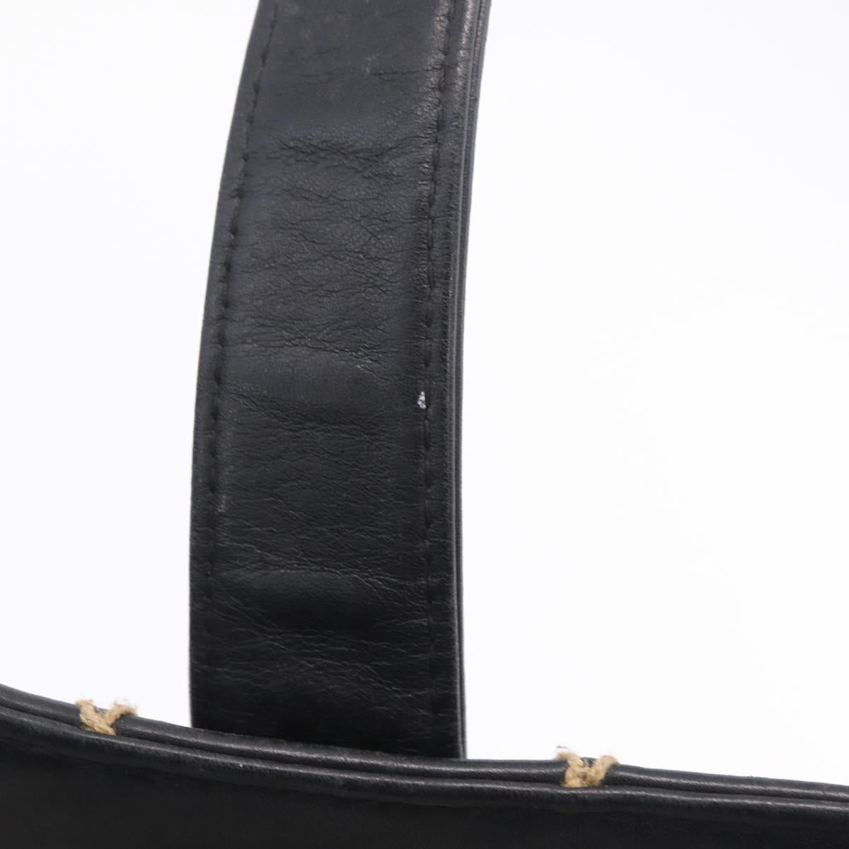 CHANEL Matelasse Wild Stitch Tote Bag Leather Black Gold CC Auth 209454A