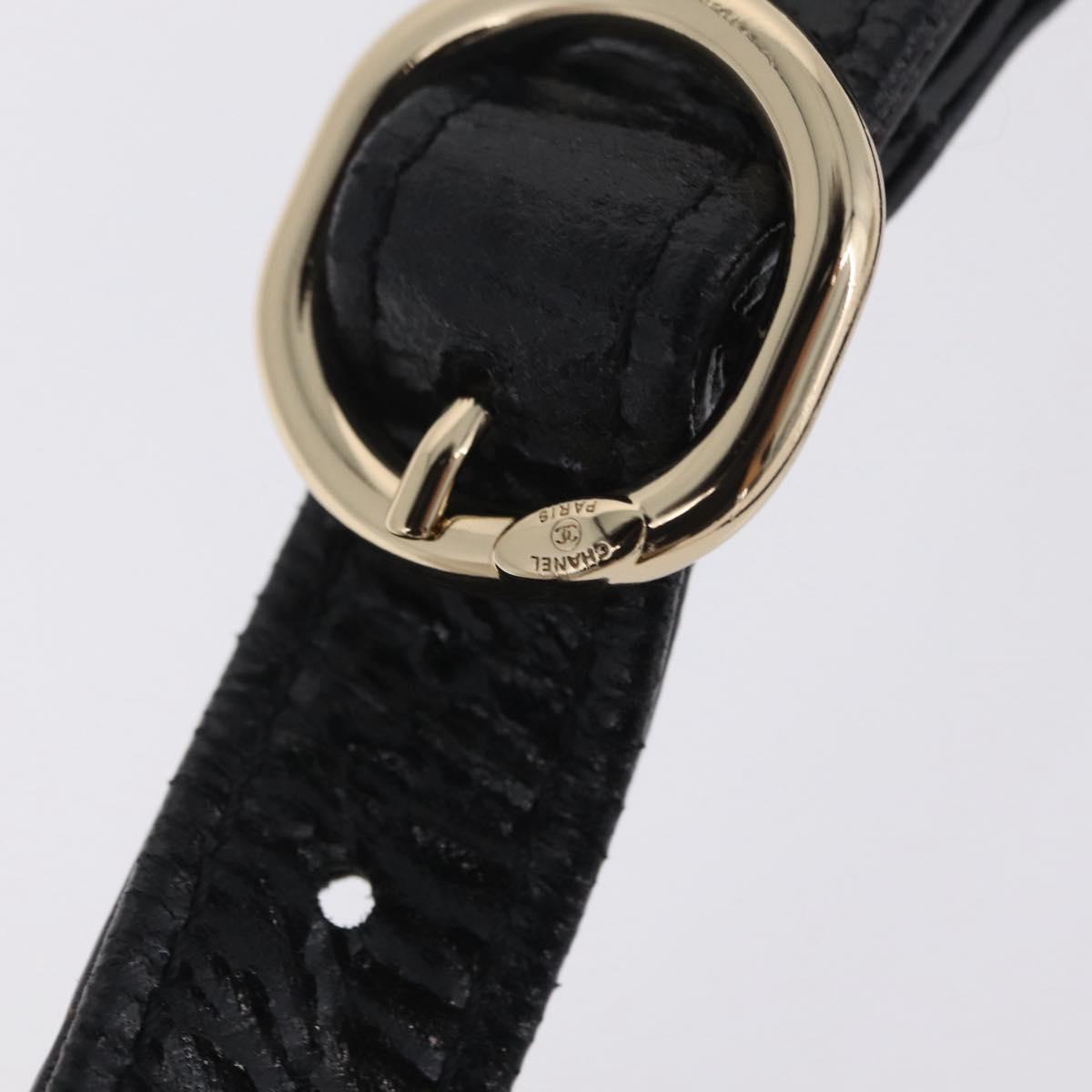 CHANEL Chain Shoulder Bag Fabric Boa Black Gold CC Auth 209467V