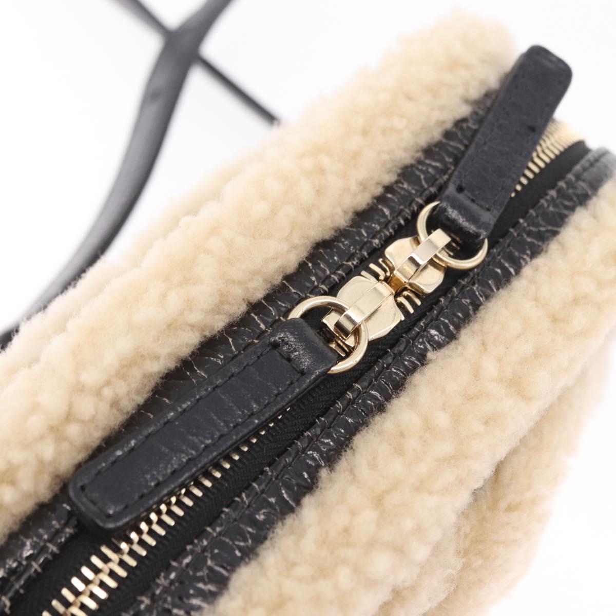 CHANEL Chain Shoulder Bag Fabric Boa Black Gold CC Auth 209467V