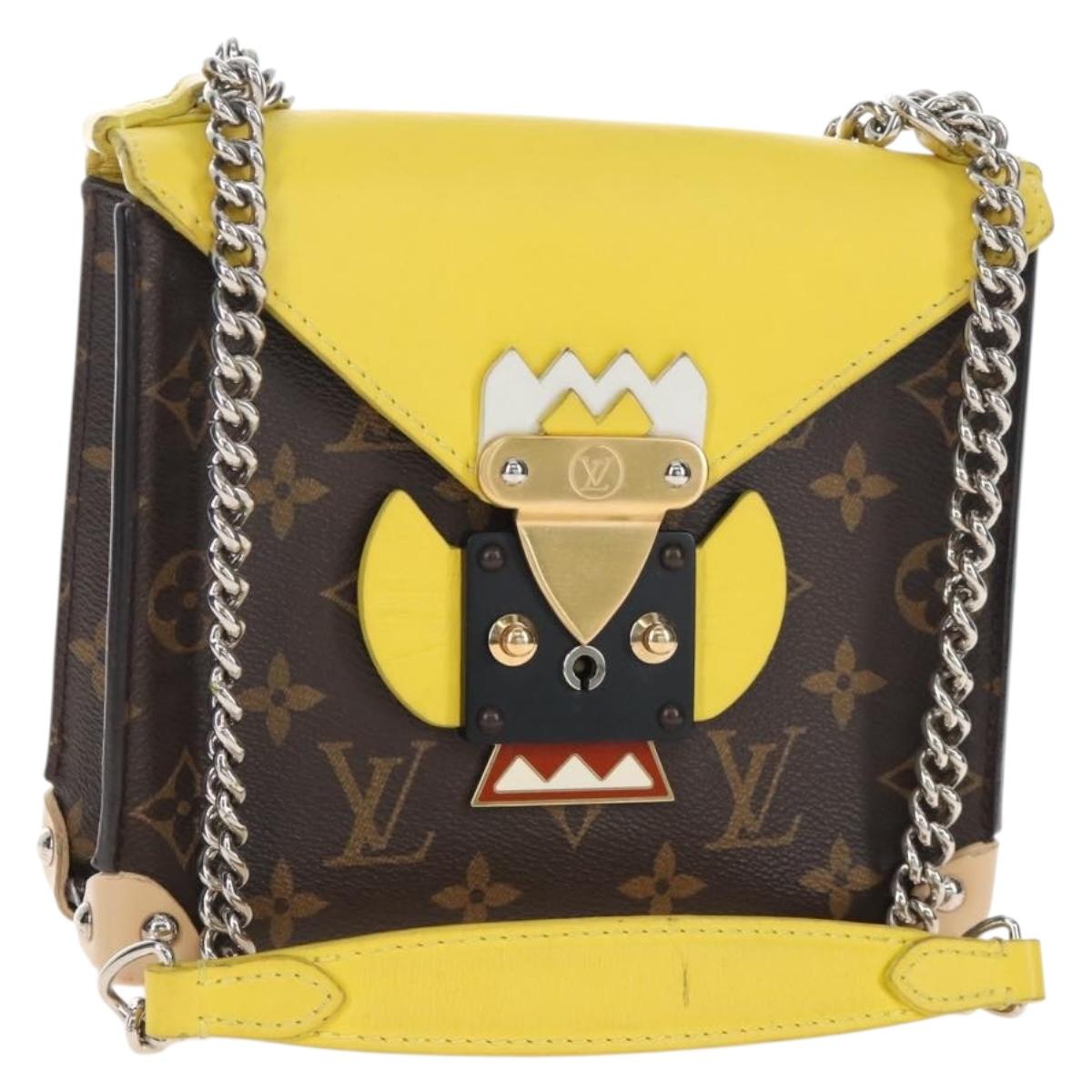 LOUIS VUITTON Monogram Chain Pochette Mask PM Bag Yellow M50127 LV Auth 209469V