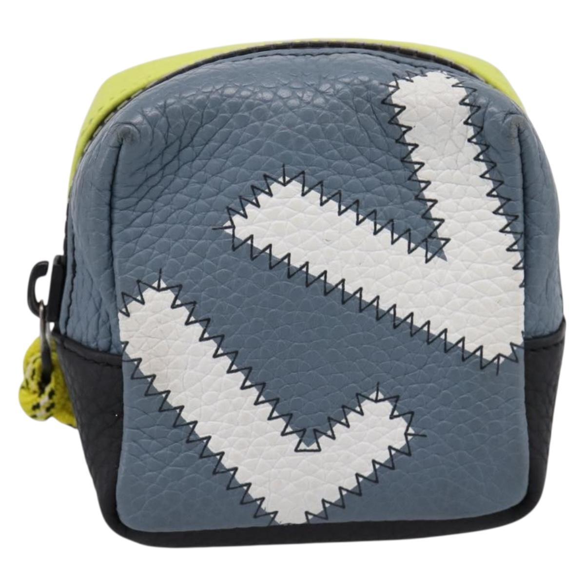 LOUIS VUITTON Square Pouch Color Blocks Charm Leather Gray M00739 Auth 209473M