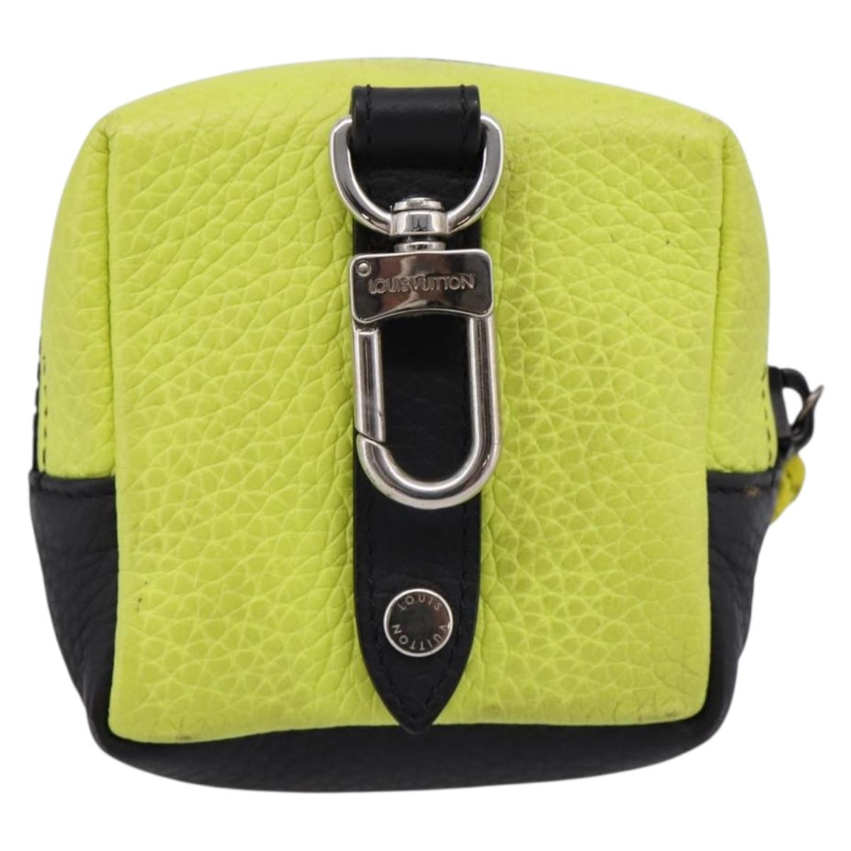 LOUIS VUITTON Square Pouch Color Blocks Charm Leather Gray M00739 Auth 209473M