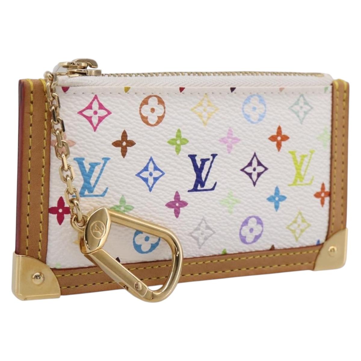 LOUIS VUITTON Monogram Multicolor Pochette Cles Purse White M92655 Auth 209476M