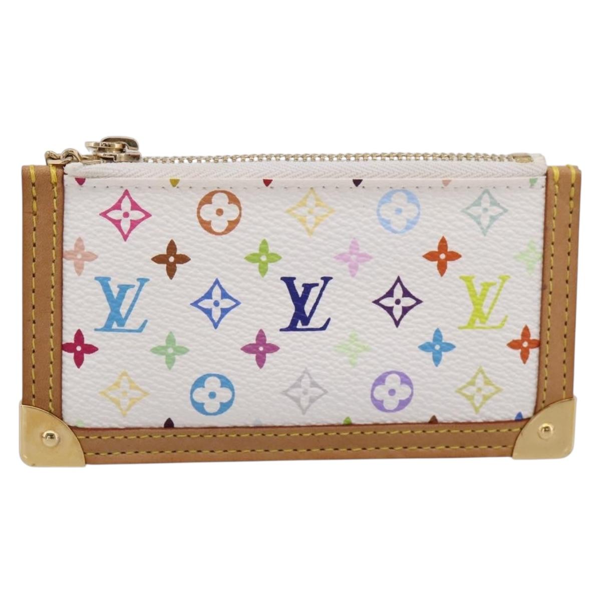 LOUIS VUITTON Monogram Multicolor Pochette Cles Purse White M92655 Auth 209476M