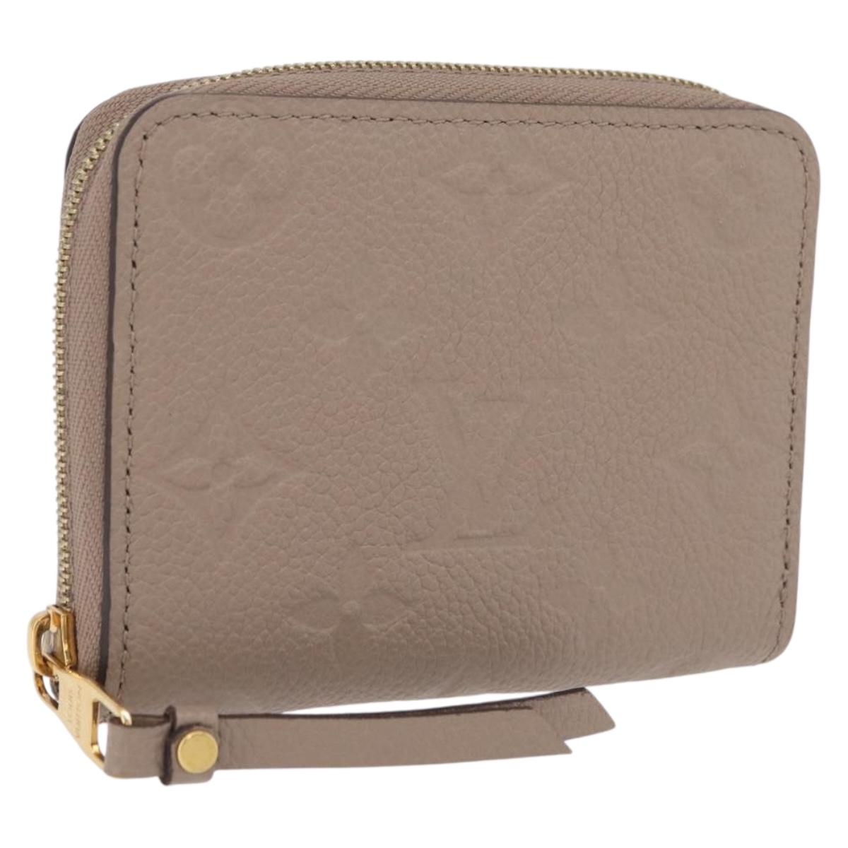 LOUIS VUITTON Taurillon Clemence Monogram Zippy Purse Beige M68696 Auth 209479M