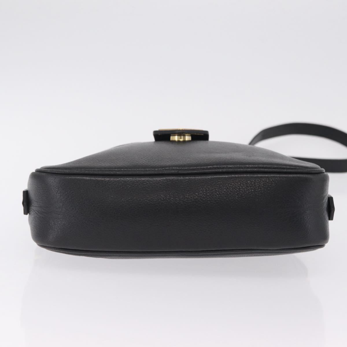 Saint Laurent Shoulder Bag Leather Black Gold Auth 209483A