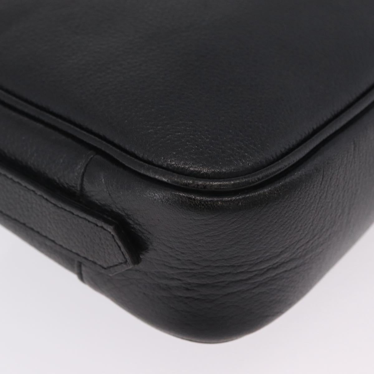 Saint Laurent Shoulder Bag Leather Black Gold Auth 209483A