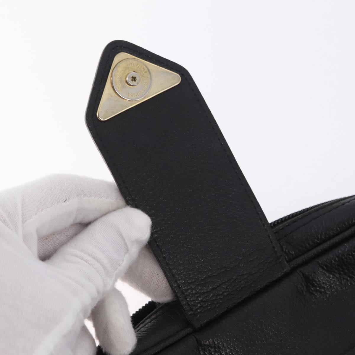Saint Laurent Shoulder Bag Leather Black Gold Auth 209483A