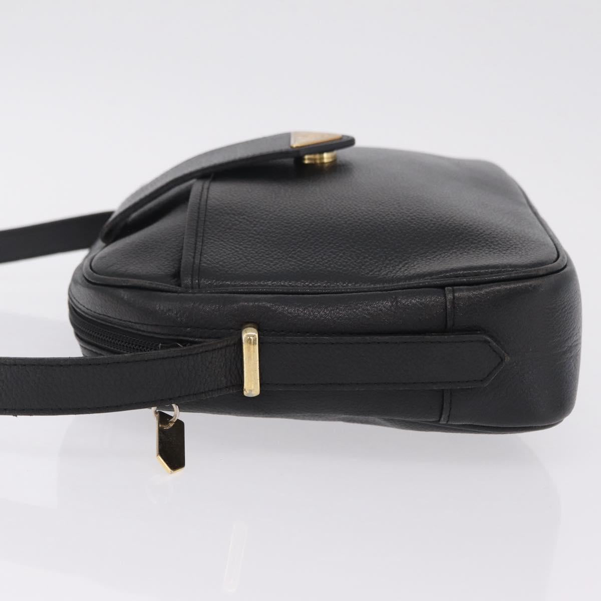 Saint Laurent Shoulder Bag Leather Black Gold Auth 209483A