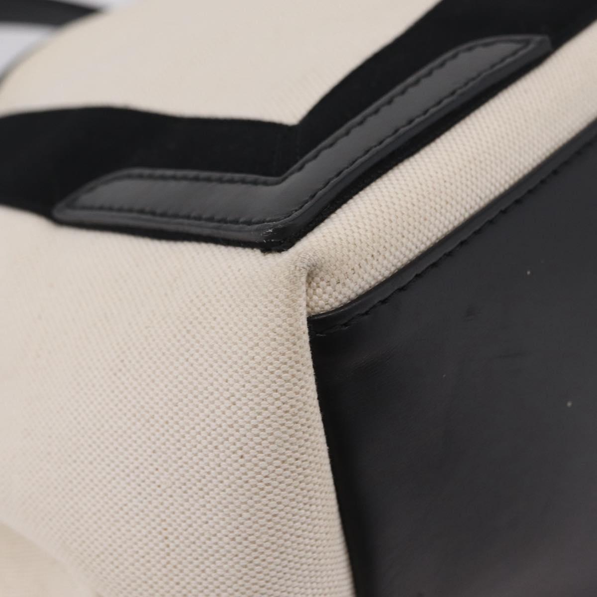 Balenciaga Navy Cabas Hand Bag Canvas White Silver 339933 Auth 209485A