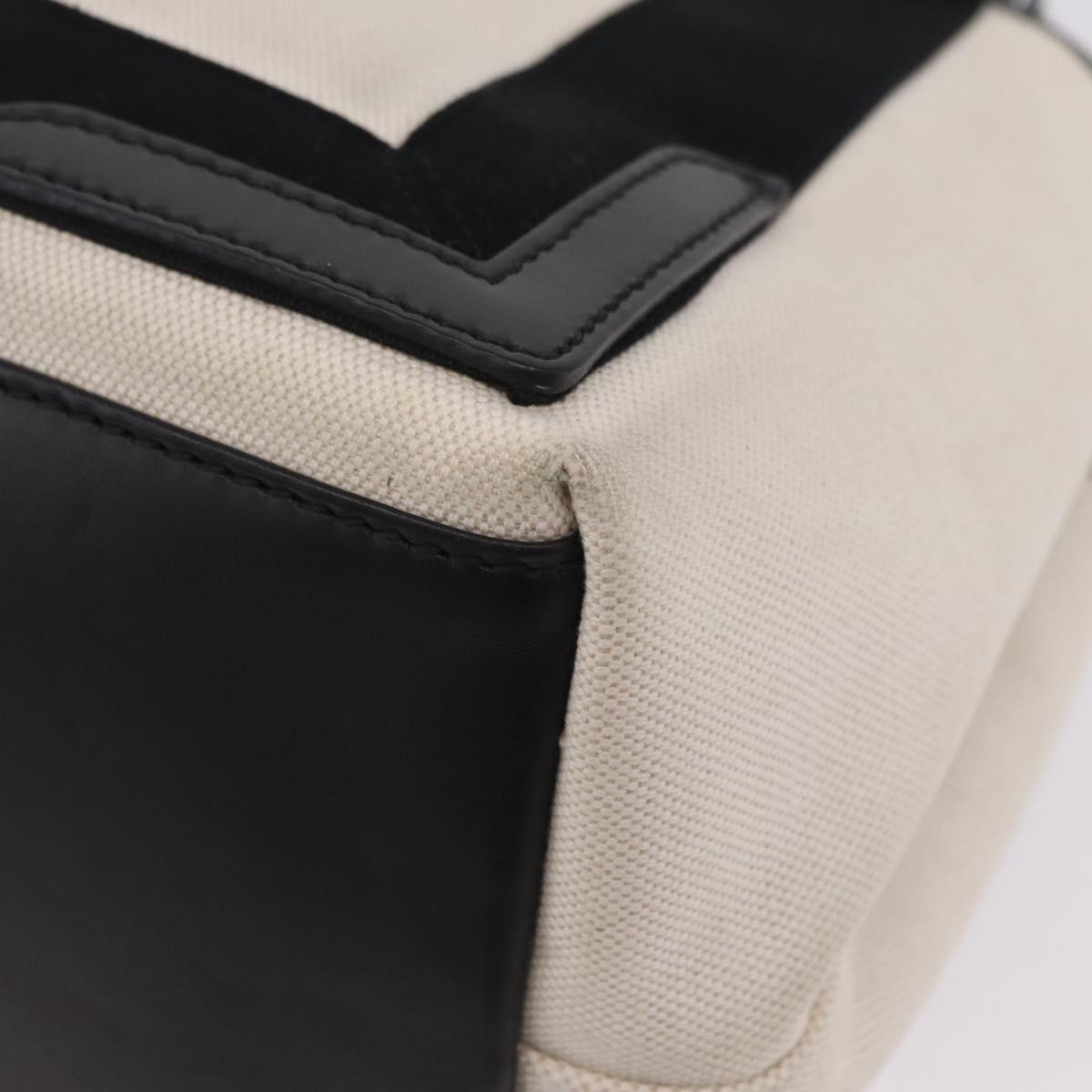 Balenciaga Navy Cabas Hand Bag Canvas White Silver 339933 Auth 209485A