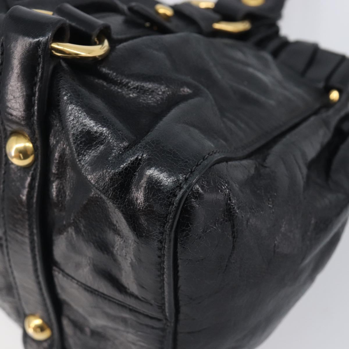 Miu Miu Tote Bag Vitellolux 2way Black Gold Auth 209486M