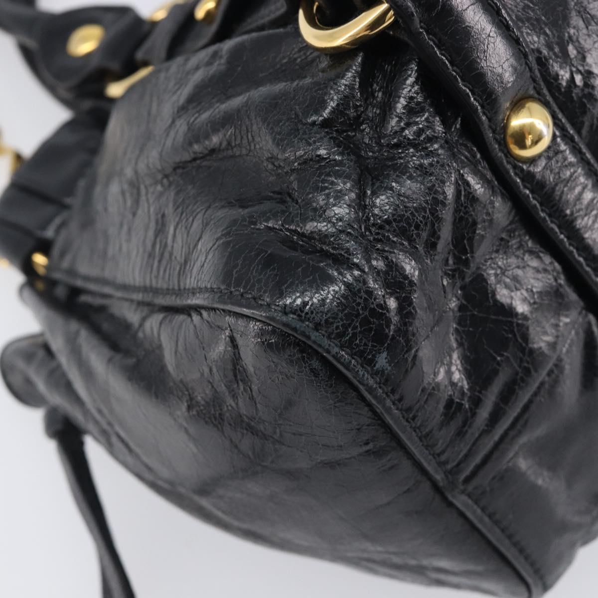 Miu Miu Tote Bag Vitellolux 2way Black Gold Auth 209486M
