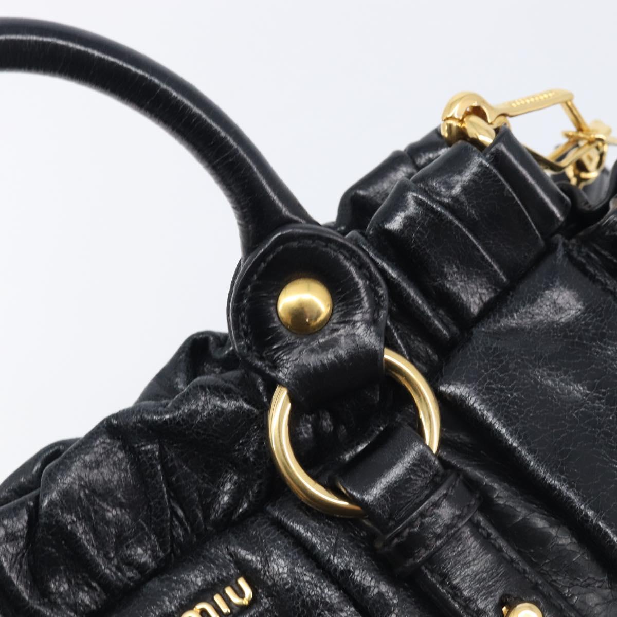 Miu Miu Tote Bag Vitellolux 2way Black Gold Auth 209486M