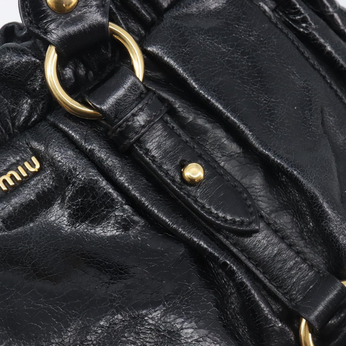 Miu Miu Tote Bag Vitellolux 2way Black Gold Auth 209486M